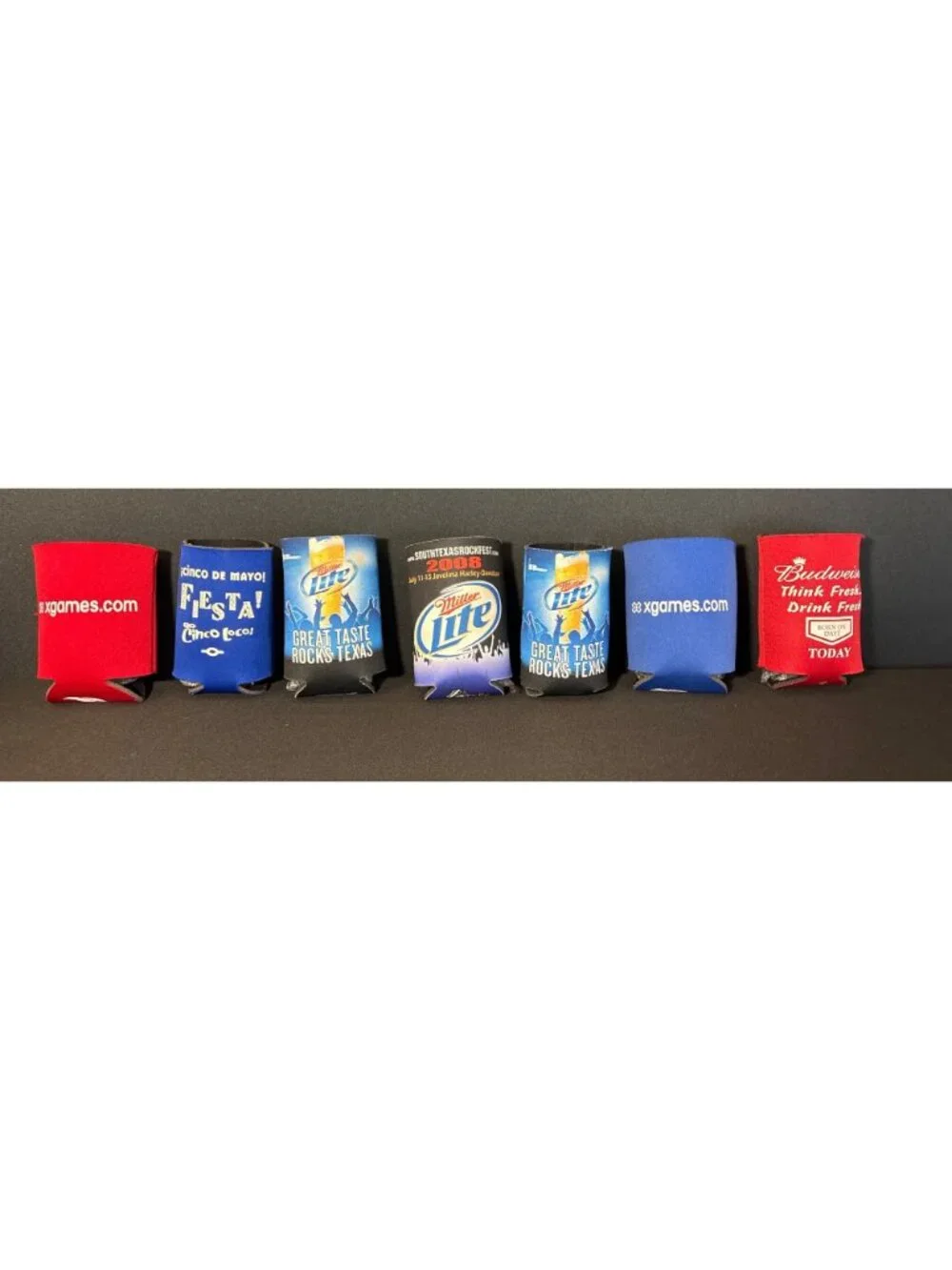 Koozies Lot of 7 Miller Lite Cans South Texas Rockfest 2008 Austin X Games Beer